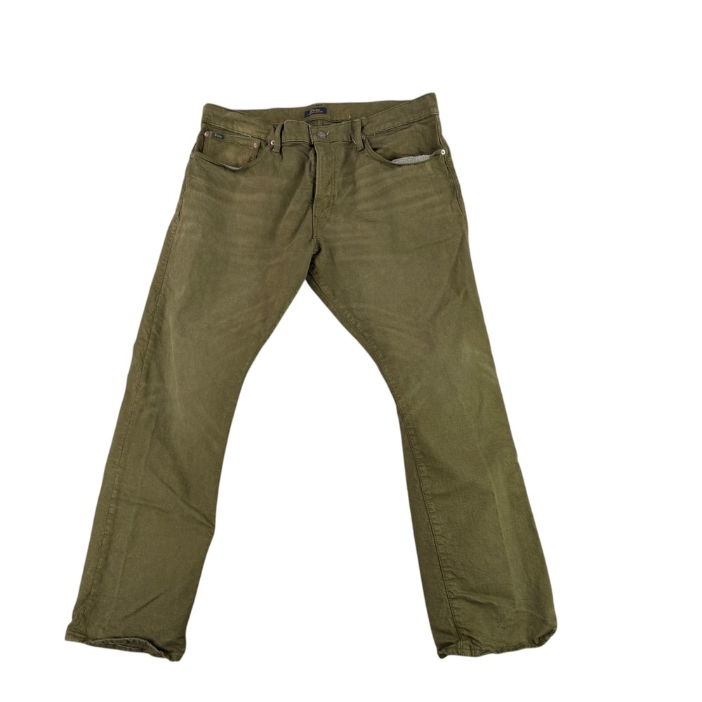 Polo Ralph Lauren Jeans Mens 36x30 Olive Green Varick Slim Straight Denim